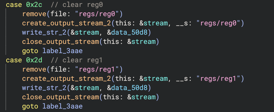 clear register handler functions